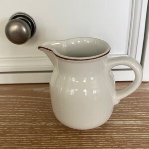 White Ceramic Creamer with brown Trim